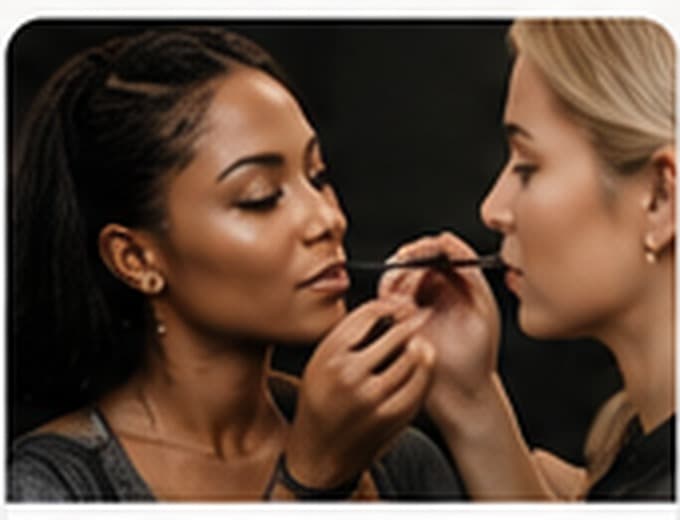 Makeup professional working with a client